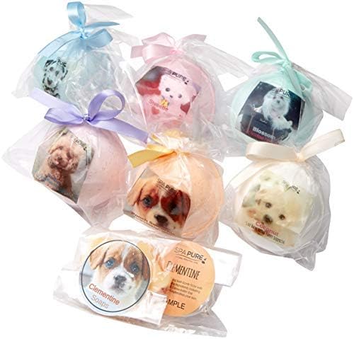 ADOPTAPUPPY BATH BOMBS for kids with 6 ADORABLE XL bath bombs with surprise puppy inside USA Made Handmade Natural Bath Bombs Birthday Gift idea for Kids Spa Parties