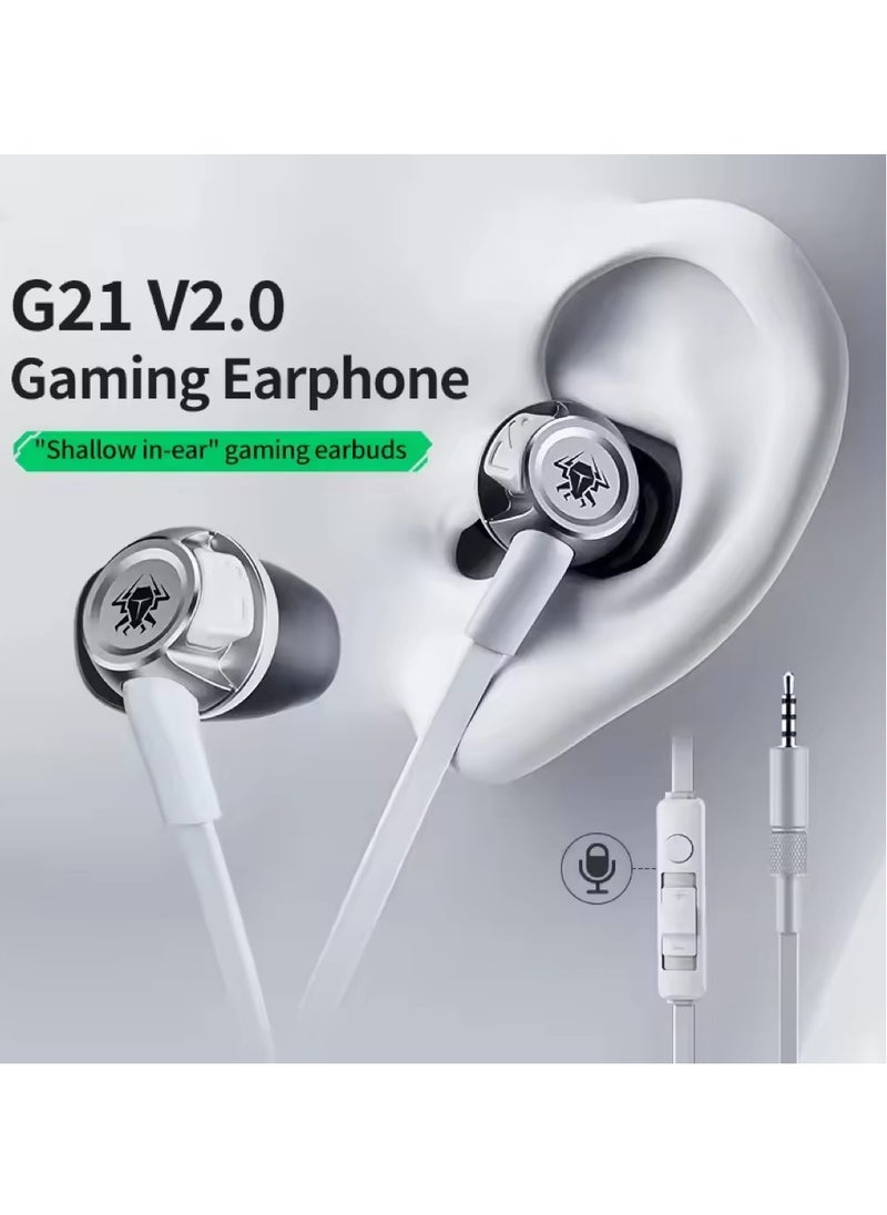 Plextone - New Plextone G21 Lightweight Gaming Headset with Microphone and Immersive In-Game Sound White - Image 1