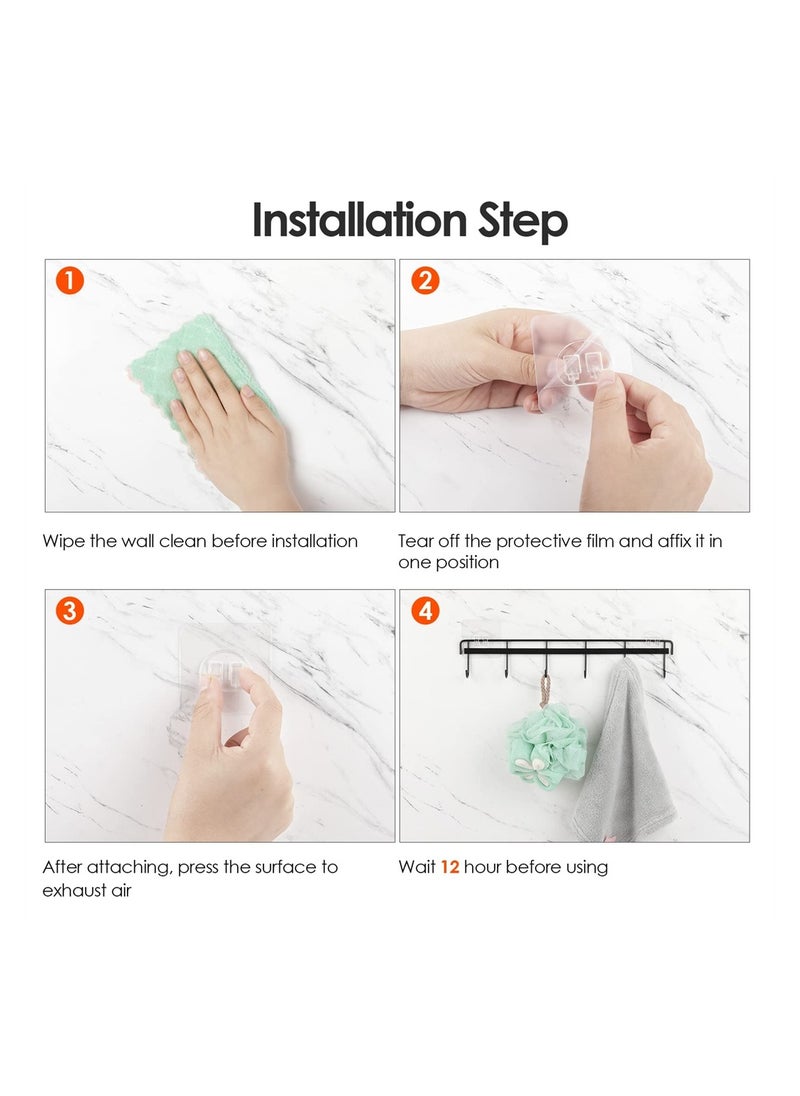 SYOSI - Adhesive Wall Hooks Rack Kitchen Rail, Utensil Hangers with 6 Hooks Space Saving Wall Utensil Holder Kitchen Utensil Hooks NO Drilling Waterproof Hook for Kitchen Bathroom Bedroom (2 Pack) - Image 1
