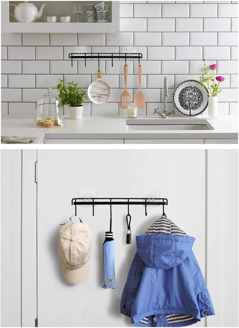 SYOSI - Adhesive Wall Hooks Rack Kitchen Rail, Utensil Hangers with 6 Hooks Space Saving Wall Utensil Holder Kitchen Utensil Hooks NO Drilling Waterproof Hook for Kitchen Bathroom Bedroom (2 Pack) - Image 1