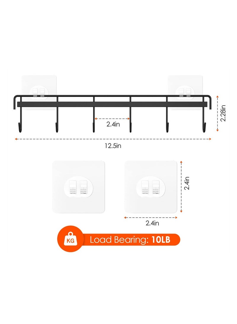 SYOSI - Adhesive Wall Hooks Rack Kitchen Rail, Utensil Hangers with 6 Hooks Space Saving Wall Utensil Holder Kitchen Utensil Hooks NO Drilling Waterproof Hook for Kitchen Bathroom Bedroom (2 Pack) - Image 1