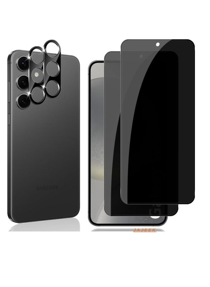 JAJEEK Privacy Screen for Samsung Galaxy S24 5G – Tempered Glass, Pack of 2 Privacy Screen Protectors & 2 Camera Protection Pieces, 9H Hardness Anti-Spy, Anti-Scratch Tempered Glass Protection - Image 1