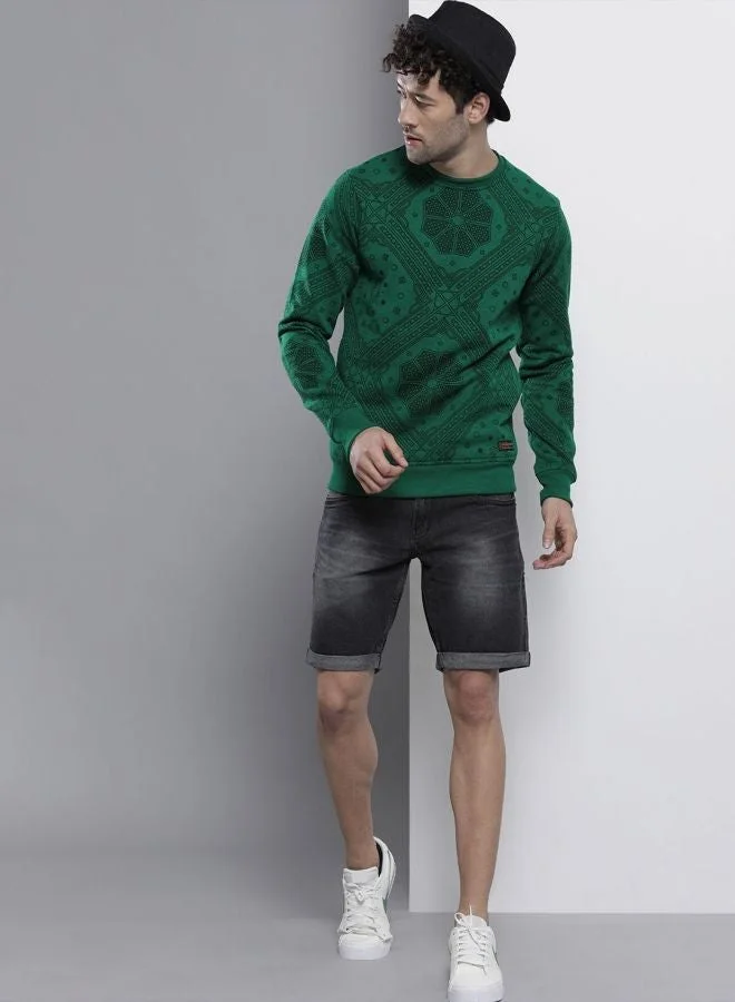 The Indian Garage Co  The Indian Garage Co Men Regular Fit Floral Crew Neck Full Sleeves Sweatshirt  | Best Price UAE