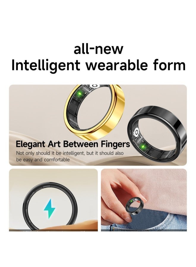 RS09 Smart Ring Bracelet Multifunctional Technology For Men And Women Waterproof Sleep Monitoring Heart Rate Gesture Photo Brush Shake-Color:Bright Black No. 8 (inner Diameter 18.2mm) - Image 4