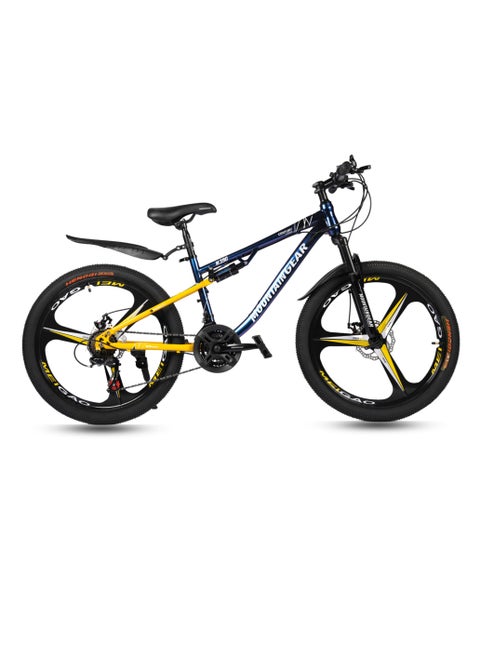 21-Speed MTB Mountain Bike MGR311381 | 24-Inch Bicycle with High Carbon Steel Frame | Disc Brakes | 38 Shock-Absorbing Front Fork | TX-30 Shimano Shifters | PVC Pedals | MTB Seat-Black Yellow