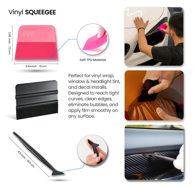 TRAYCLICKS Window Tint Tools kit Vinyl Wrap Tool for Car Tinting Windshield Back Window Squeegee Bulldozer Squeegee Scrubber Paddle Rubber for Car Wrapping PPF Film Installation Auto Tint Kit Professional - Image 5