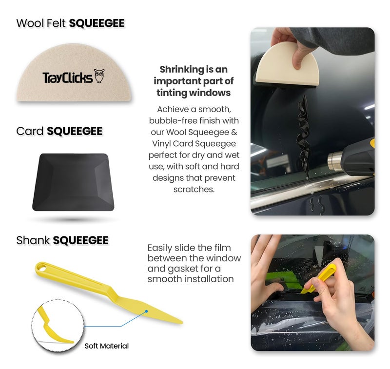 TRAYCLICKS Window Tint Tools kit Vinyl Wrap Tool for Car Tinting Windshield Back Window Squeegee Bulldozer Squeegee Scrubber Paddle Rubber for Car Wrapping PPF Film Installation Auto Tint Kit Professional - Image 4