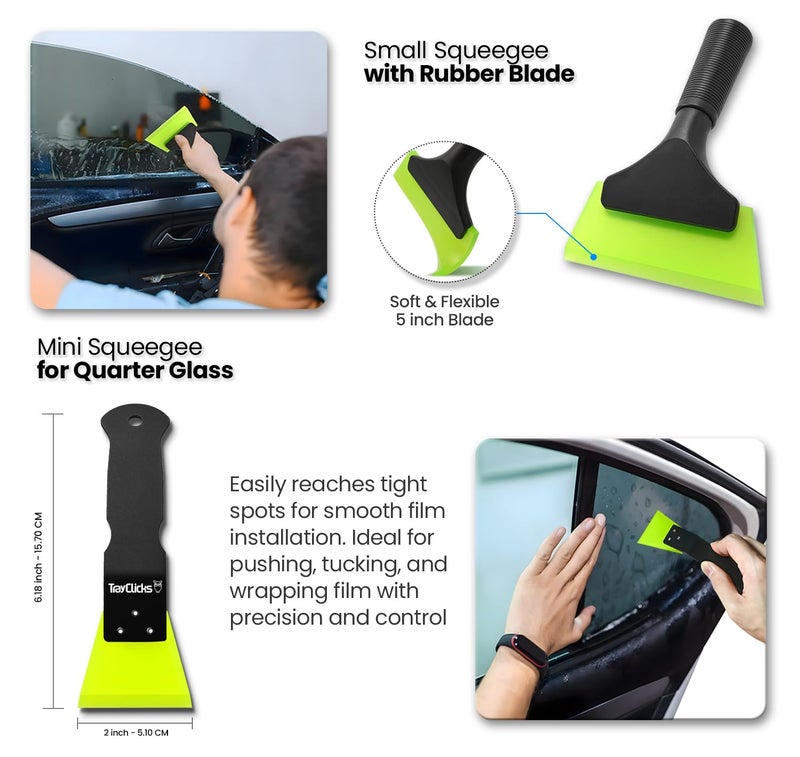 TRAYCLICKS Window Tint Tools kit Vinyl Wrap Tool for Car Tinting Windshield Back Window Squeegee Bulldozer Squeegee Scrubber Paddle Rubber for Car Wrapping PPF Film Installation Auto Tint Kit Professional - Image 3