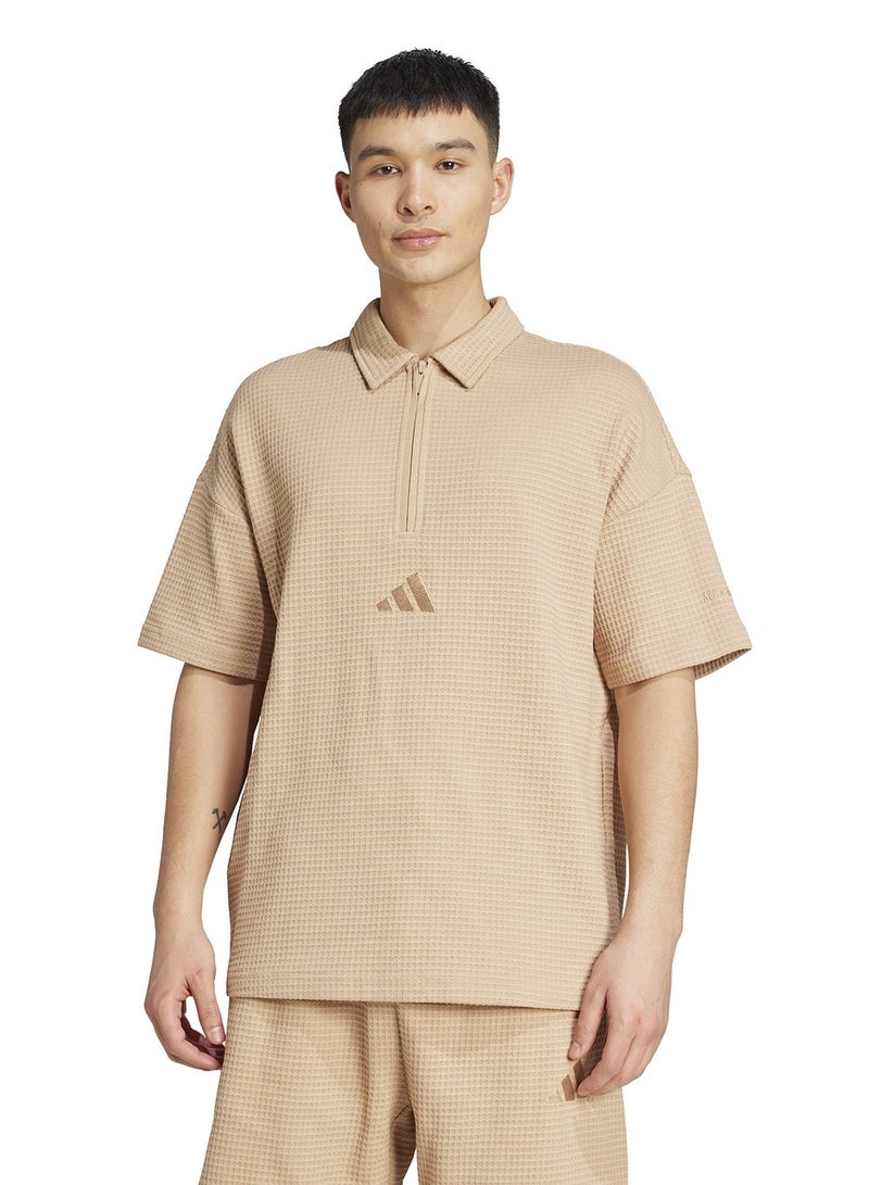 Adidas All Szn Waffle Knit Half-Zip Polo Shirt - Image 1