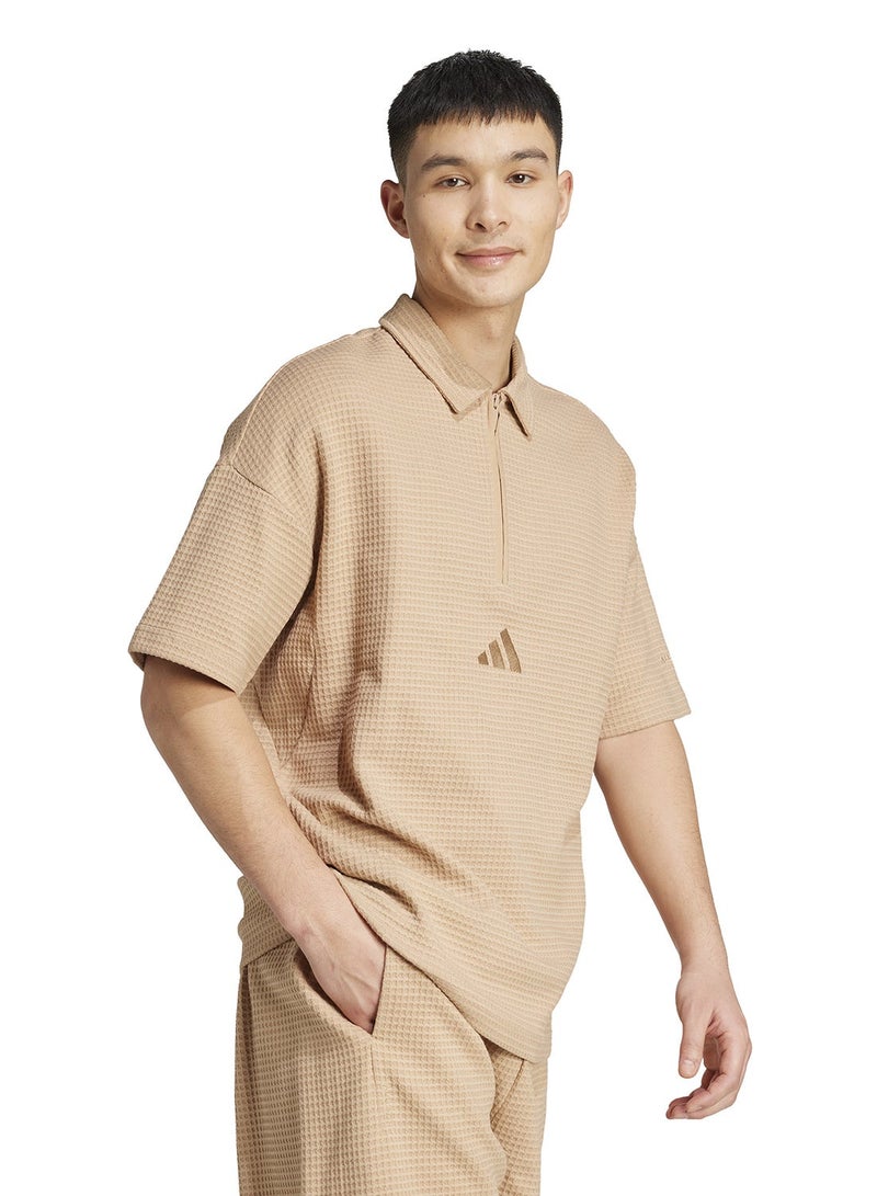 Adidas All Szn Waffle Knit Half-Zip Polo Shirt - Image 4