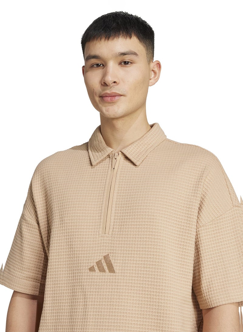 Adidas All Szn Waffle Knit Half-Zip Polo Shirt - Image 3