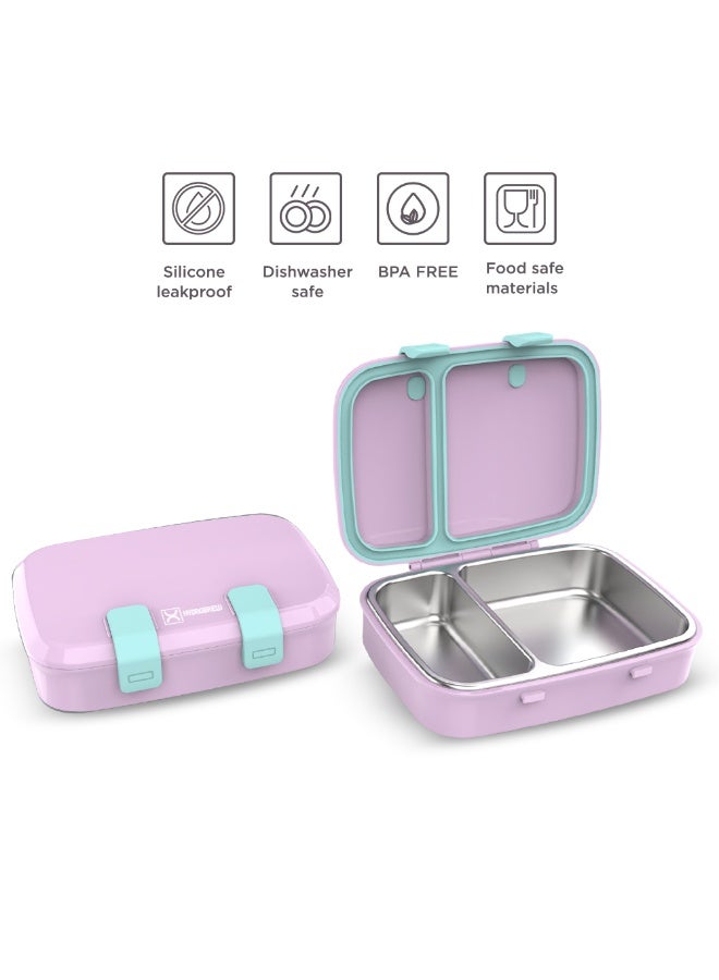 Hydrobrew Steel Core Bento Lunch Box 839ml w/ SipSwitch Insulated Water Bottle 720ml | Stainless Steel Leakproof Meal Box – Orchid Mist - Image 4