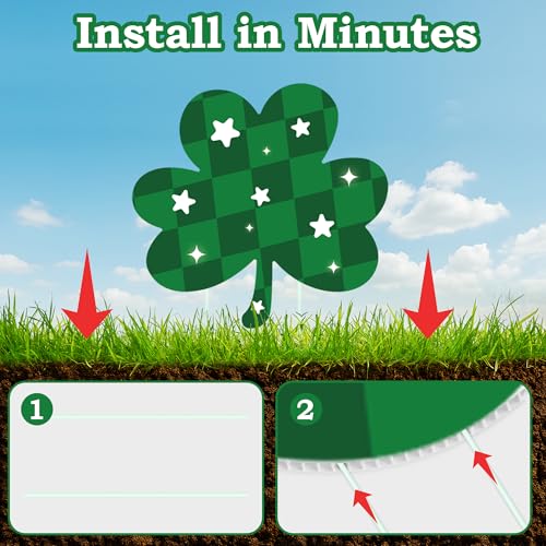 ComboJoy 10 Pcs St Patrick's Day Decorations Outdoor, St Patricks Day Decorations Yard Signs with Stakes, Large Green and Gold Clover Signs for Irish-Themed Party Favor, Shamrock Decor for Yard Lawn Garden - Image 3