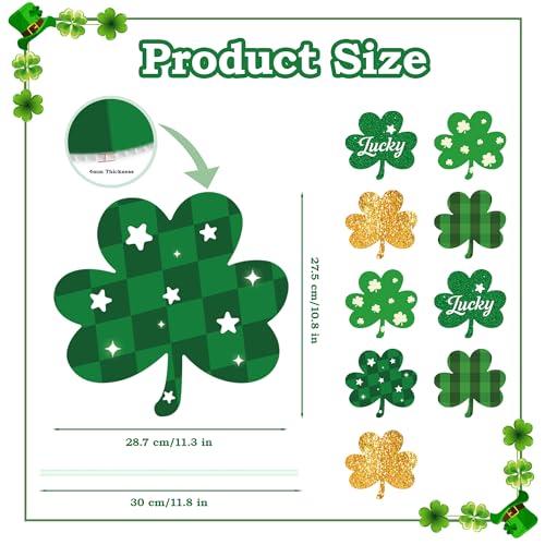 ComboJoy 10 Pcs St Patrick's Day Decorations Outdoor, St Patricks Day Decorations Yard Signs with Stakes, Large Green and Gold Clover Signs for Irish-Themed Party Favor, Shamrock Decor for Yard Lawn Garden - Image 2