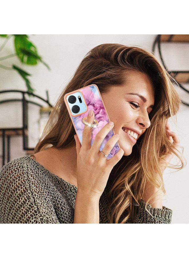 Zaboon Case For Honor X7a Electroplating Marble Dual-side IMD Phone Case with Ring - Image 5