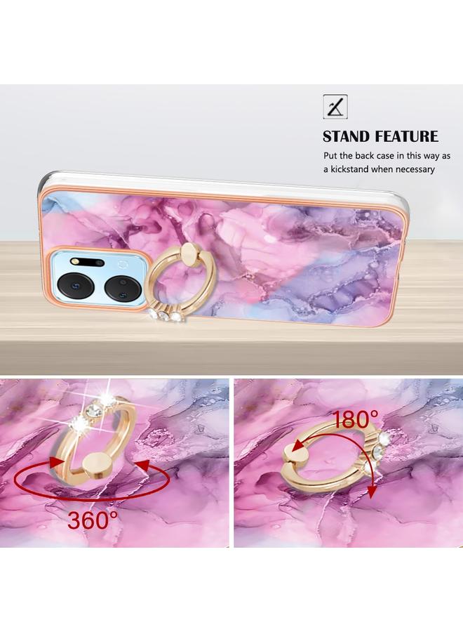Zaboon Case For Honor X7a Electroplating Marble Dual-side IMD Phone Case with Ring - Image 3