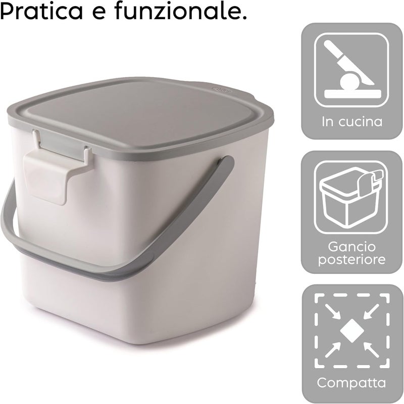 Snips Food Waste Compost Bin with Lid and Handle 3L, Compost Bin for Kitchen, Bin Food Waste for Hanging 20.5 x 18.5 x 16.7, Made in Italy, BPA Free - Image 4