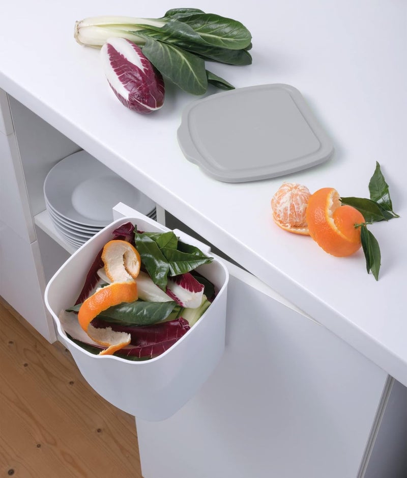 Snips Food Waste Compost Bin with Lid and Handle 3L, Compost Bin for Kitchen, Bin Food Waste for Hanging 20.5 x 18.5 x 16.7, Made in Italy, BPA Free - Image 2