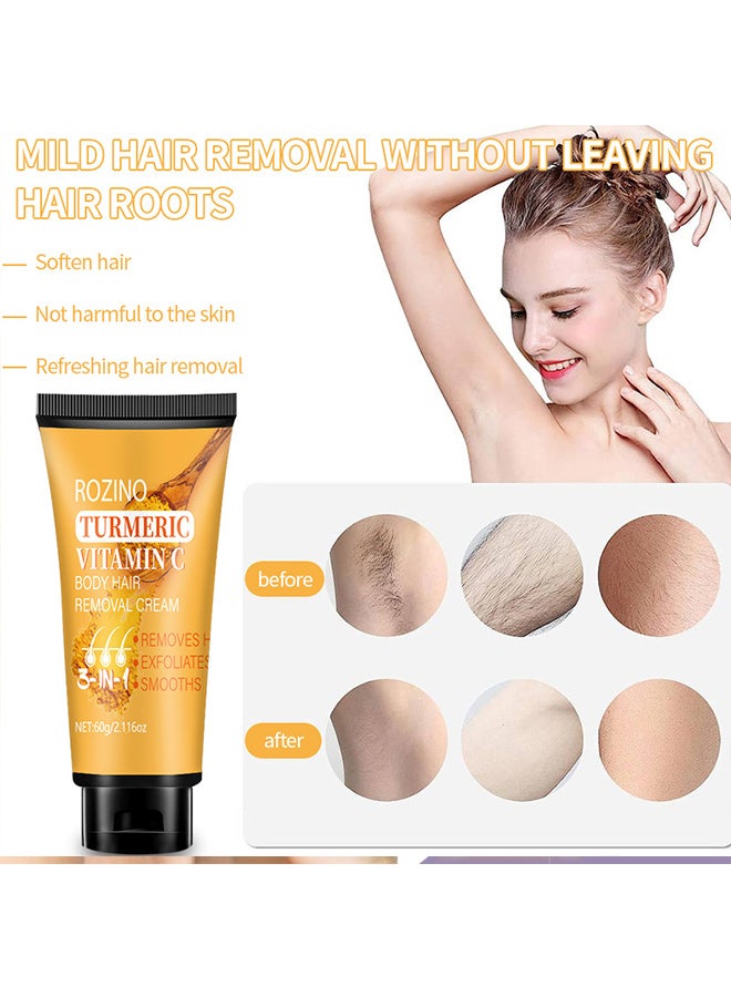 روزينو كريم ROZINO لإزالة الشعر، كريم إزالة الشعر للرجال والنساء لكامل الجسم لإزالة شعر الإبطين وشعر الساقين وشعر اللحية والشفاه - Image 3