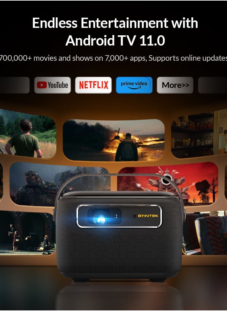 BYINTEK - BYINTEK R20 MAX Auto-focus Smart Portable Projector, Android Wireless Chargeable Projector, Support 4K, 300 Inch Picture, Support Arabic - Image 1