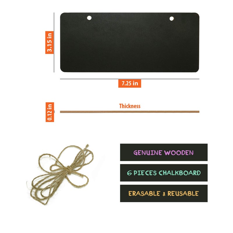 IFAMIO Chalkboard Hanging Signs Erasable Wood Rectangle Small Vintage Rustic Blackboard Message Memo Display for Wedding, Bar, Restaurant, Kitchen Pantry & Wall Decor, 6 Pack - Image 2