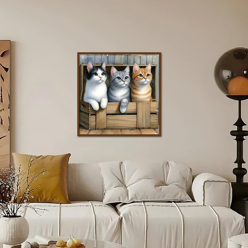 Kulvci Cat Diamond Painting Kits for Adults, Diamond Art Kits for Beginners, 5D DIY Full Drill Gem Craft for Home Decor Gift 12x12inch - Image 2