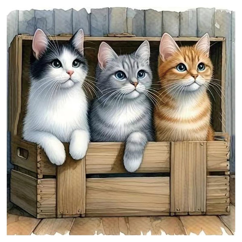Kulvci Cat Diamond Painting Kits for Adults, Diamond Art Kits for Beginners, 5D DIY Full Drill Gem Craft for Home Decor Gift 12x12inch - Image 1