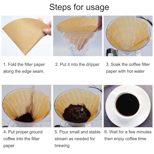 Revelook Cone Coffee Filters Size 02, 200 Count 1-4 Cups Unbleached V02 Disposable Coffee Filter Paper, Compatible with Conical Shaped Pour Over Coffee Dripper and Drip Coffee Maker - Image 4
