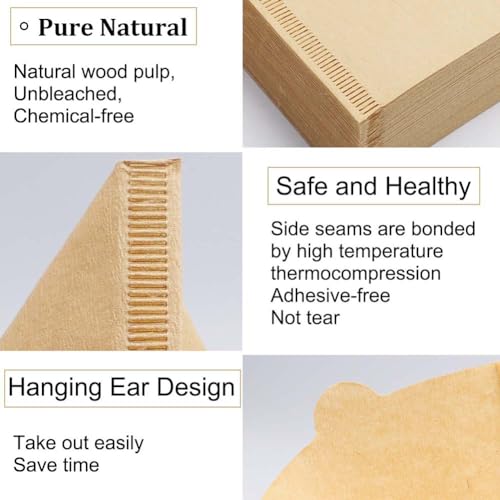 Revelook Cone Coffee Filters Size 02, 200 Count 1-4 Cups Unbleached V02 Disposable Coffee Filter Paper, Compatible with Conical Shaped Pour Over Coffee Dripper and Drip Coffee Maker - Image 3
