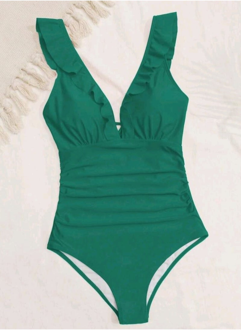 Shein SHEIN Swim Women's Ruched & Pleated One Piece Swimsuit, Summer Beach Swimwear  - Image 1
