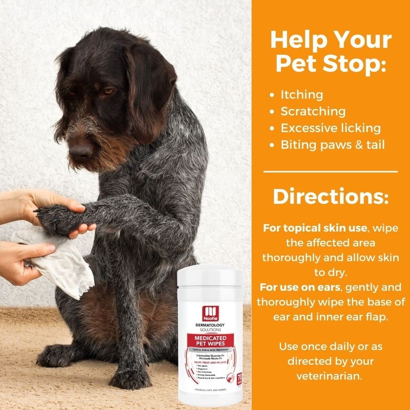 Nootie Medicated Dog Wipes, 2% Chlorhexidine and 2% Miconazole Formulated Pet Wipes for Dogs and Cats - 5"x 6" Size XL Wipes - 70 Count - Sold in Over 10,000 Vet Clinics and Pet Stores Worldwide - Image 4