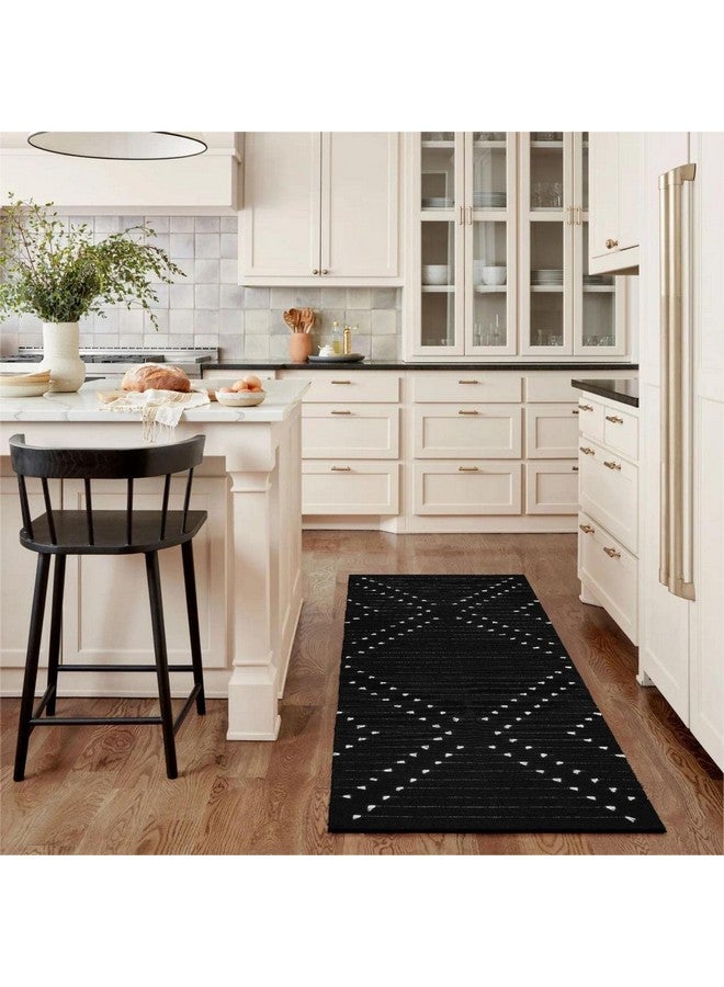 LIVEBOX سجادة بوهو قابلة للغسل 2'x6' من لايف بوكس باللون الأسود للممر، سجادة داخلية مصنوعة من القطن للنوافذ المدخلية، مناسبة للمطبخ وغرفة الغسيل والحمام - Image 2
