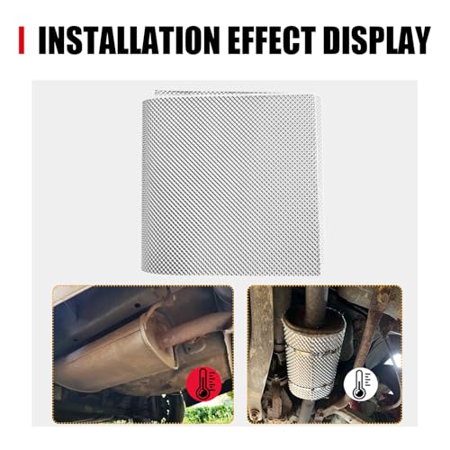 Peastorm Exhaust Wrap Heat Shield Automotive Aluminum Material Muffler Wrap Insulation Armor, 12" x 38" - Image 5