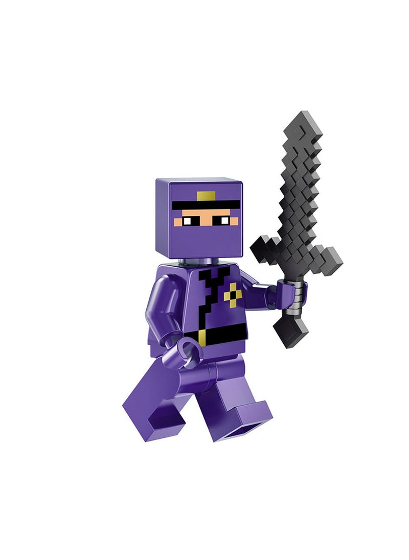 8-Piece Set Of Minecraft Series Warrior Building Block Figures, Minecraft Series Guardian Building Blocks, Children's Educational Assembly Toys