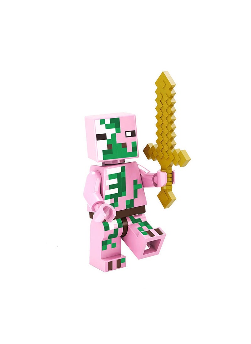 8-Piece Set Of Minecraft Series Warrior Building Block Figures, Minecraft Series Guardian Building Blocks, Children's Educational Assembly Toys