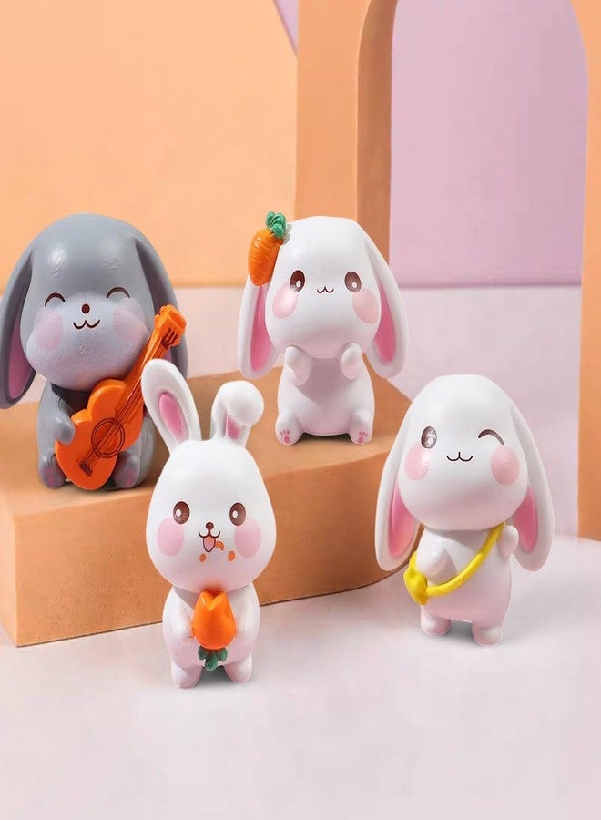 ascension 4 Pcs Rabbits Miniature Set for Home Decor Unique Gift,Home,Living Room,Office,Restaurant Decor,Showpiece,Perfect Valentine Decoration Items (Rabbits Miniature) - Image 1