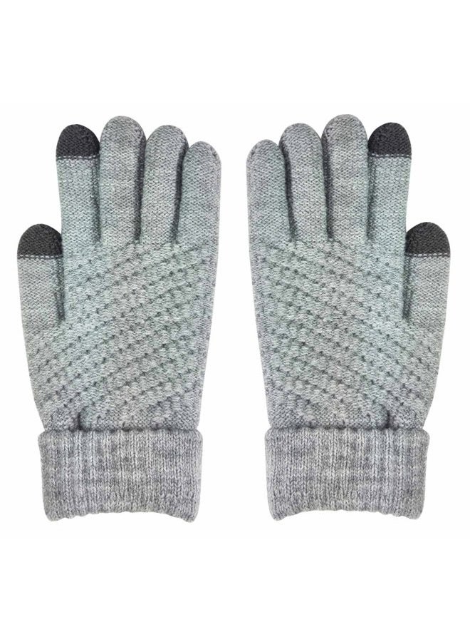 HINDAWI Winter Hats for Women Girls Warm Wool Knit Snow Ski Skull Cap with Visor, Hat and gloves (grey)., One Size - Image 5