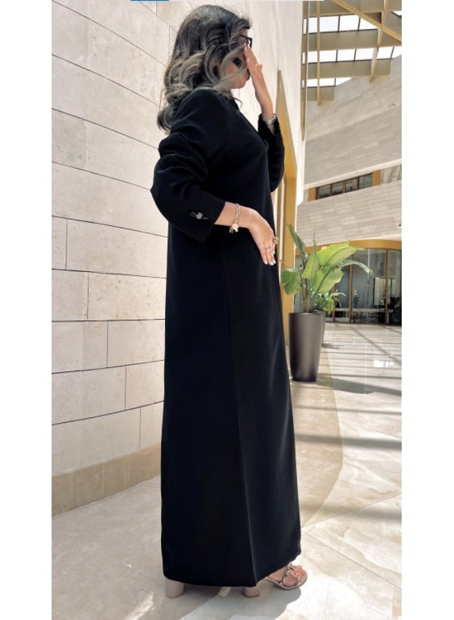 آية MW1601 عباية بليزر باللون الأسود الفاحم - Image 3