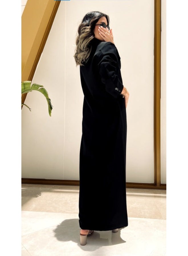 آية MW1601 عباية بليزر باللون الأسود الفاحم - Image 4