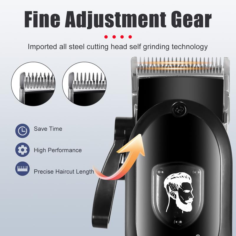 Solimpia HT-671 سلسلة صالون ماكينة حلاقة احترافية بشاشة رقمية ماكينة قص الشعر الكهربائية مجموعة أدوات تشذيب الشعر اللاسلكية، بطارية ليثيوم أيون 1200mAh 180 دقيقة من وقت التشغيل، أسود C - Image 2