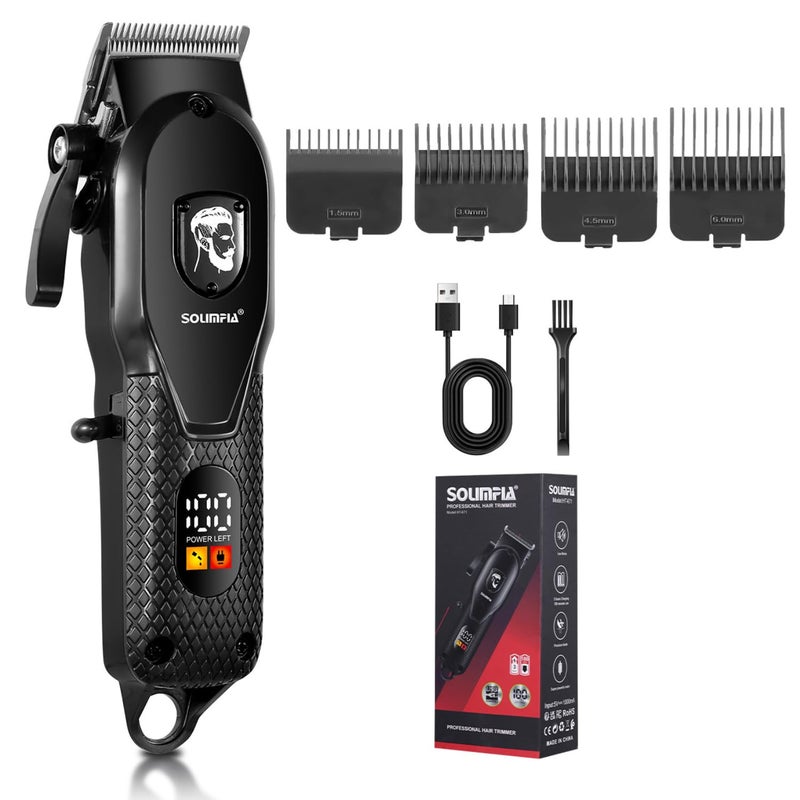 Solimpia HT-671 سلسلة صالون ماكينة حلاقة احترافية بشاشة رقمية ماكينة قص الشعر الكهربائية مجموعة أدوات تشذيب الشعر اللاسلكية، بطارية ليثيوم أيون 1200mAh 180 دقيقة من وقت التشغيل، أسود C - Image 1