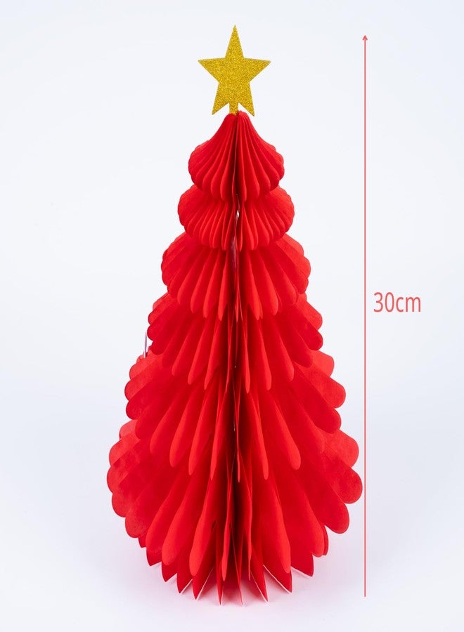 Orapink 11.8'' Christmas Tree Honeycomb Ornaments,2 Pcs Christmas Paper Ornaments for Christmas Deco, Red Green - Image 3