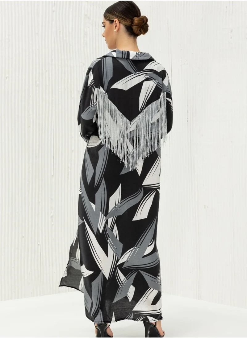 ELVA Shirt dress with fringe at the back