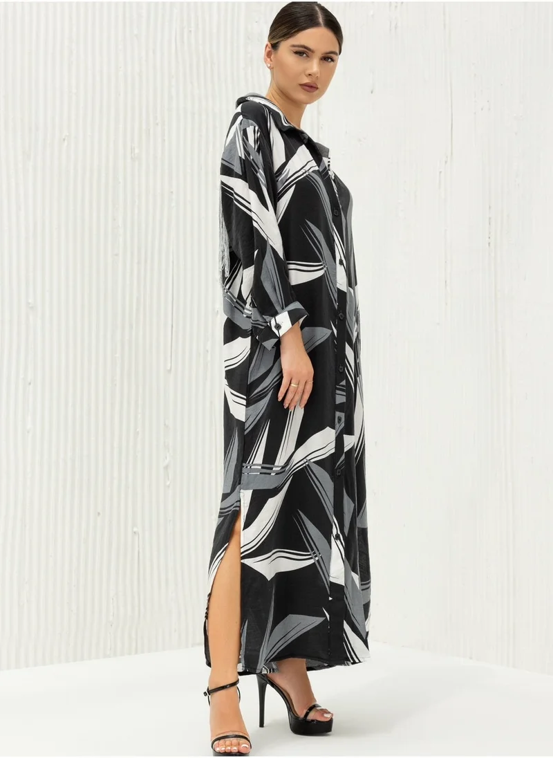 ELVA Shirt dress with fringe at the back