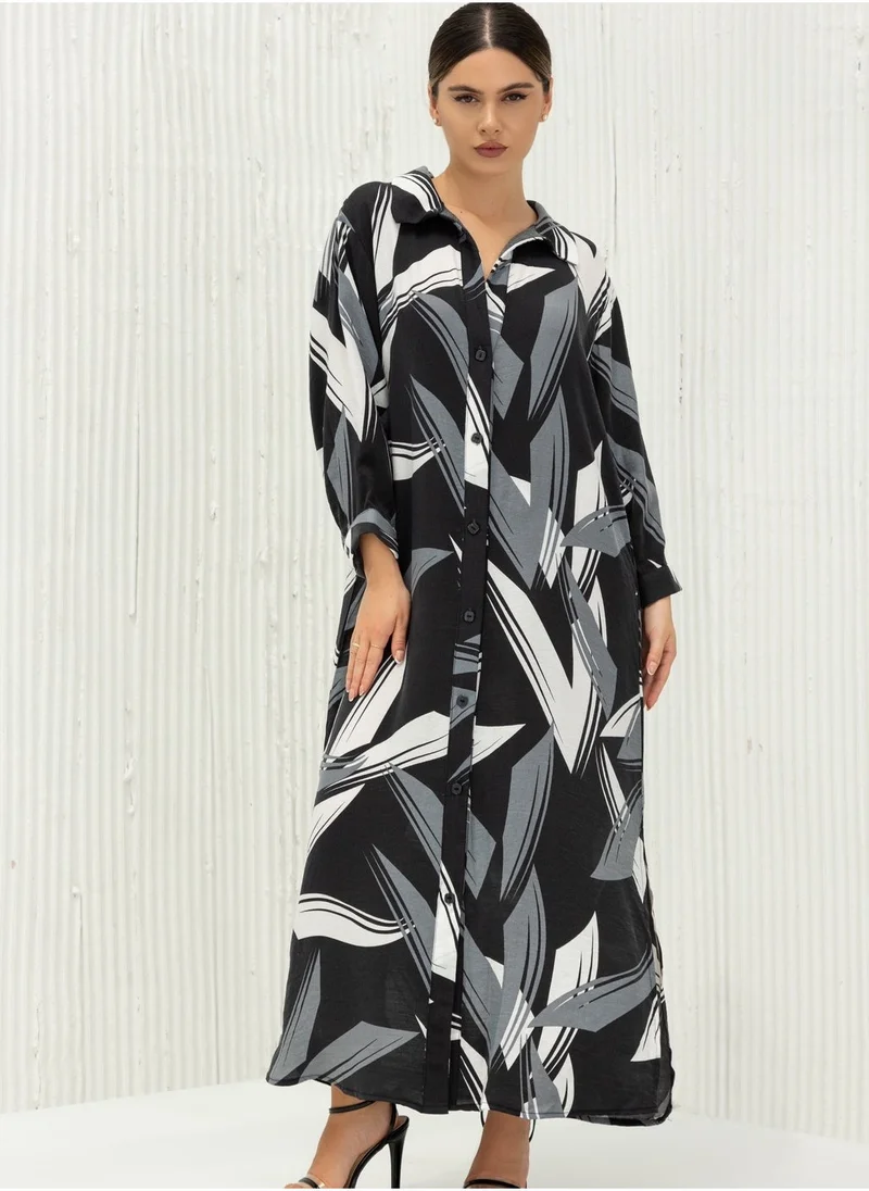 ELVA Shirt dress with fringe at the back