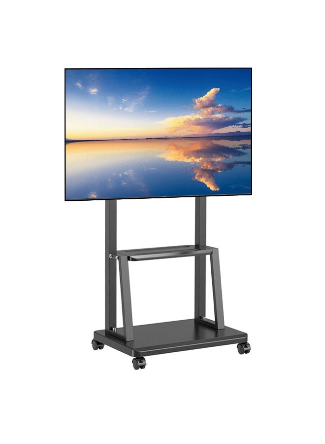 Mobile TV Cart with Wheels, Rolling TV Stand, Metal TV Cart, Height Adjustable, Easy to Assemble, Suitable for 32 to 70 Inch LCD LED OLED Plasma Flat Screens, Weight Up to 130 Lbs  - Image 1