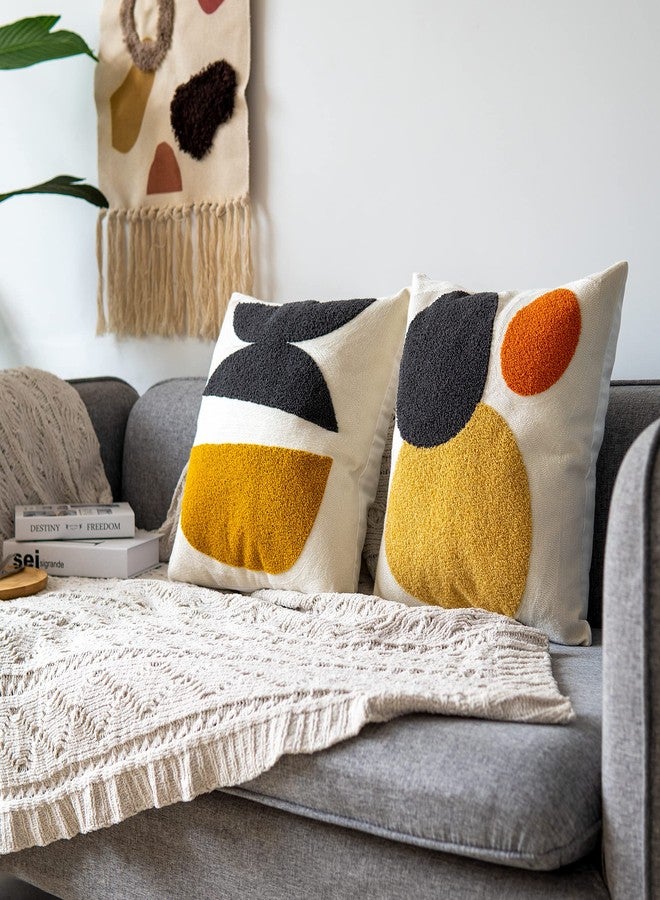 VANNCIO Decorative Geo Pillowcase, Boho Colored Throw Pillow Cover for Couch Sofa Bed Stylish Decor, Simple Cotton Textured Cushion Sham, Square 18 inches, 1PC(Yellow Orange) - Image 5