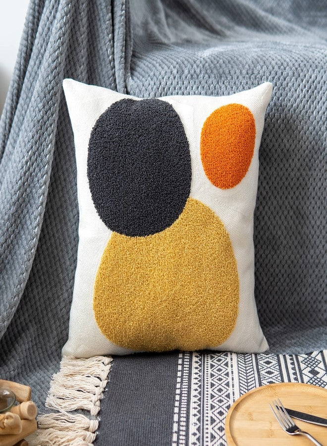 VANNCIO Decorative Geo Pillowcase, Boho Colored Throw Pillow Cover for Couch Sofa Bed Stylish Decor, Simple Cotton Textured Cushion Sham, Square 18 inches, 1PC(Yellow Orange) - Image 1