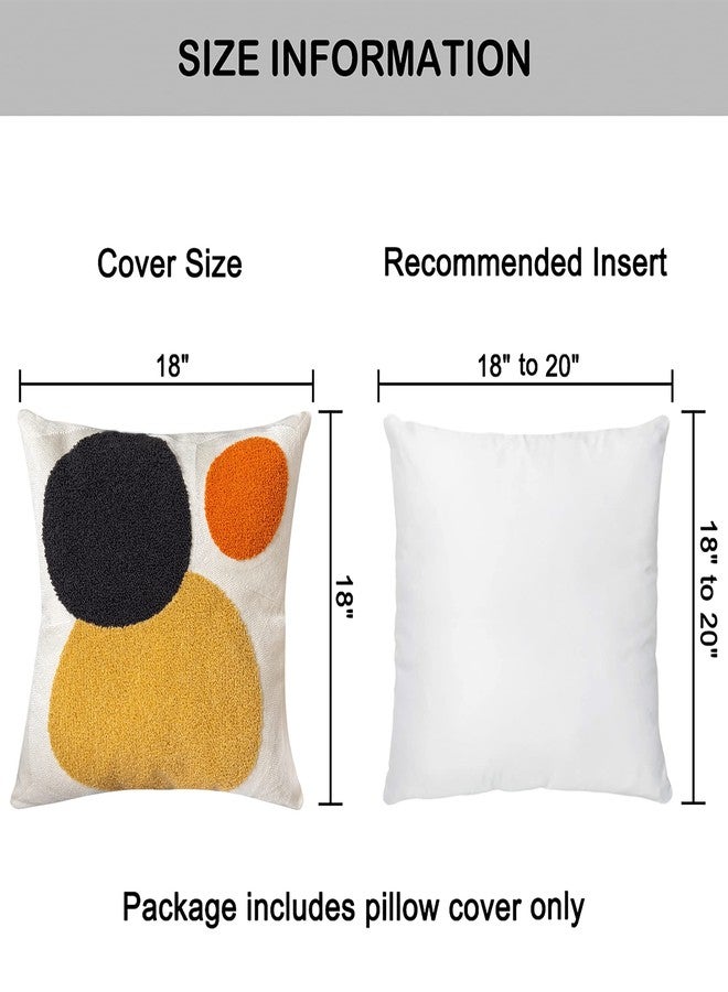 VANNCIO Decorative Geo Pillowcase, Boho Colored Throw Pillow Cover for Couch Sofa Bed Stylish Decor, Simple Cotton Textured Cushion Sham, Square 18 inches, 1PC(Yellow Orange) - Image 4