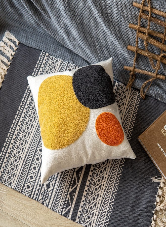 VANNCIO Decorative Geo Pillowcase, Boho Colored Throw Pillow Cover for Couch Sofa Bed Stylish Decor, Simple Cotton Textured Cushion Sham, Square 18 inches, 1PC(Yellow Orange) - Image 2